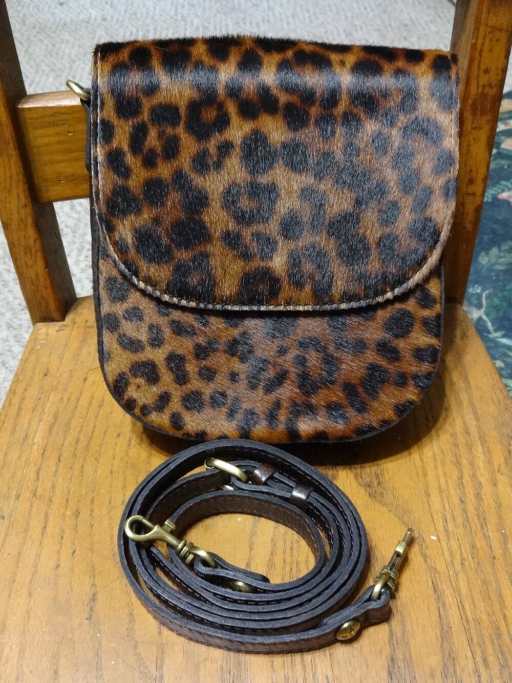Patricia Nash Leather & Cheetah Print Crossbody Bag leather